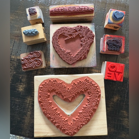 Lot of 9 Rubber Stamps Love Hearts Valentine’s Day - Picture 6 of 6